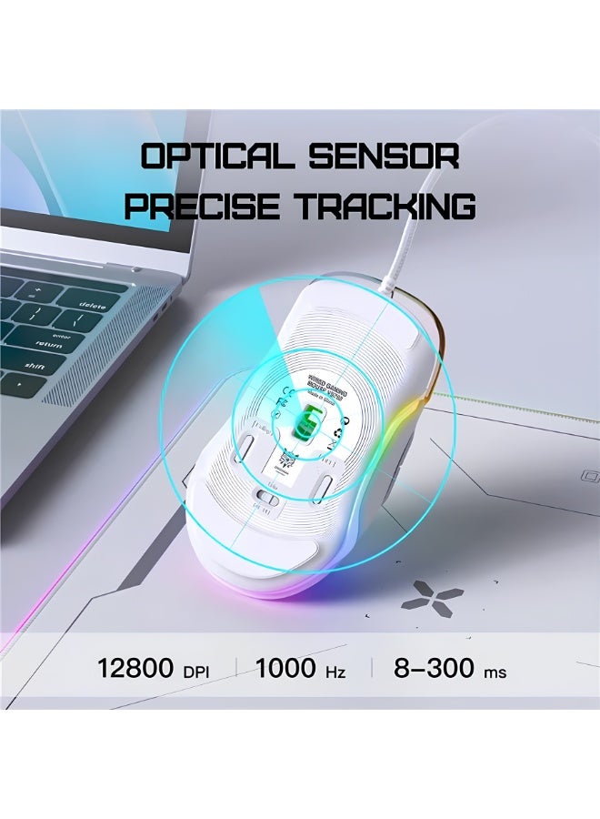 onikuma CW925 RGB Wired eSports Gaming Mouse with Adjustable DPI up to 12800, Lightweight Ergonomic Design, Smart Precision Sensor, Customizable RGB Backlit, Durable Performance for PC Gaming - Image 4